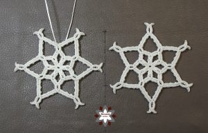 Macramotiv micro-macrame knotted snowflake macramotiv.com how to knotting snowflake ornament migramah DIY makramé csomózás macramee christmas ornament instructions step-by-step steps handcraft